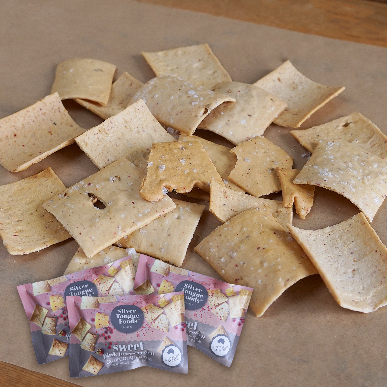 All-Natural Sweet Pink Peppercorn Sourdough Crackers from Australia (30g x 3) - Horizon Farms