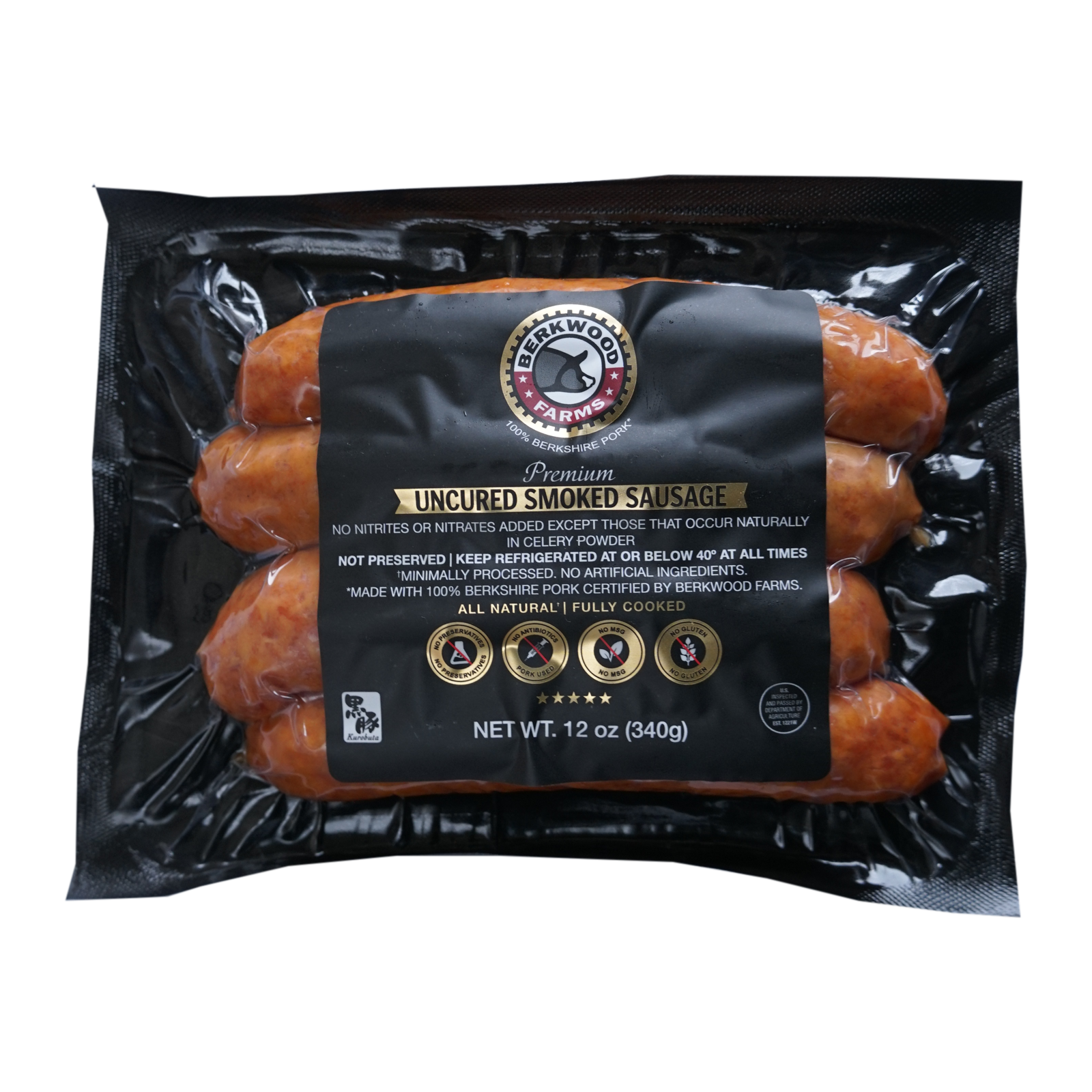 All-Natural Free-Range Kurobuta Pork Uncured Smoked Sausages from Iowa (4pc) - Horizon Farms