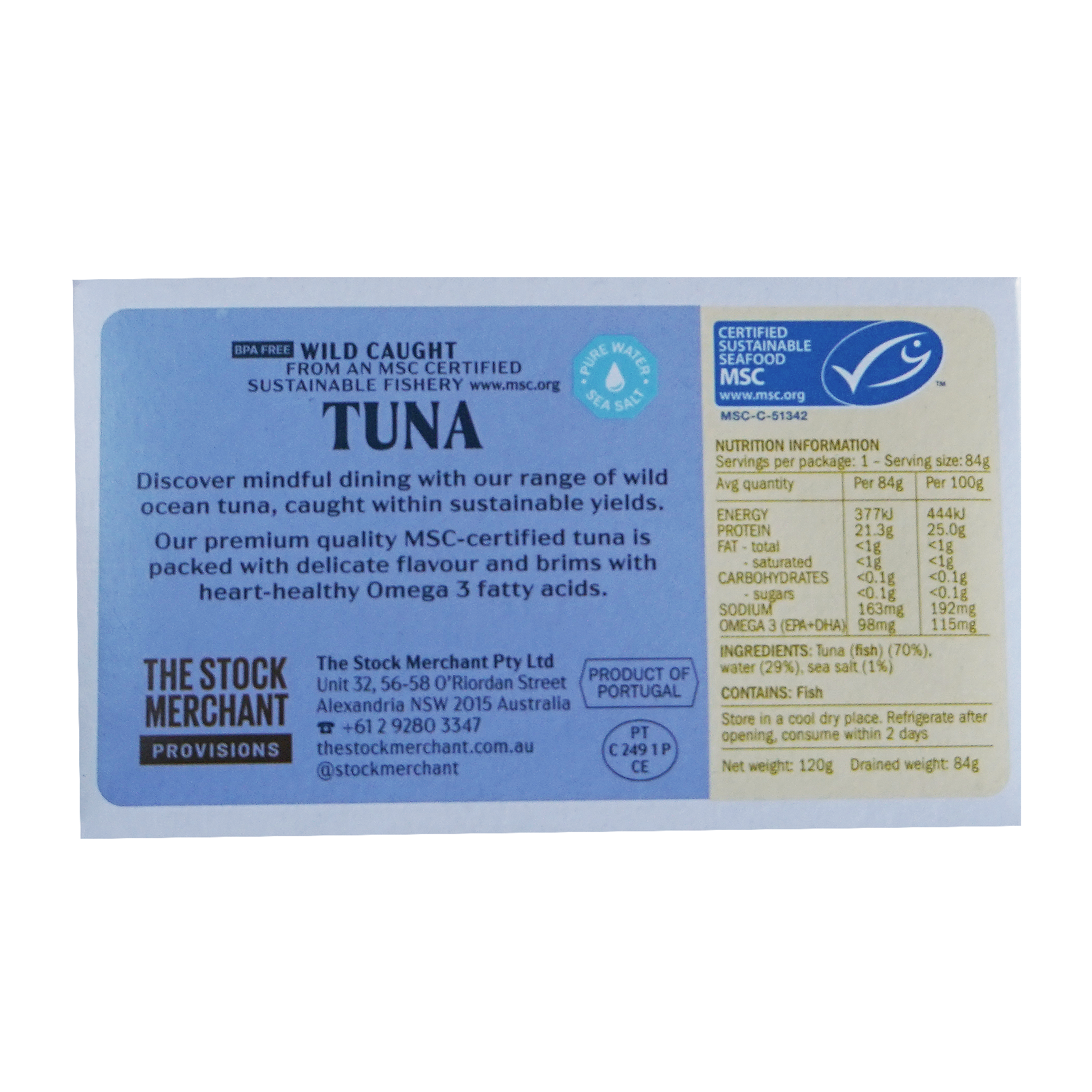 MSC Certified BPA-Free Wild-Caught Canned Tuna in Water (120g x 5) - Horizon Farms