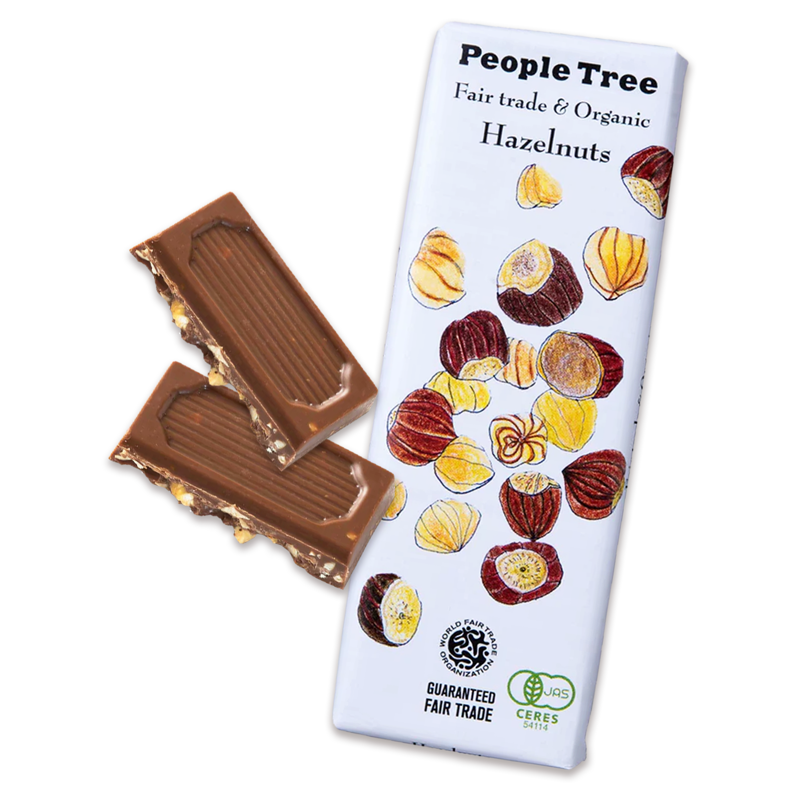 Certified Organic Fair-Trade People Tree Milk Chocolate & Hazelnuts from Switzerland (50g) - Horizon Farms