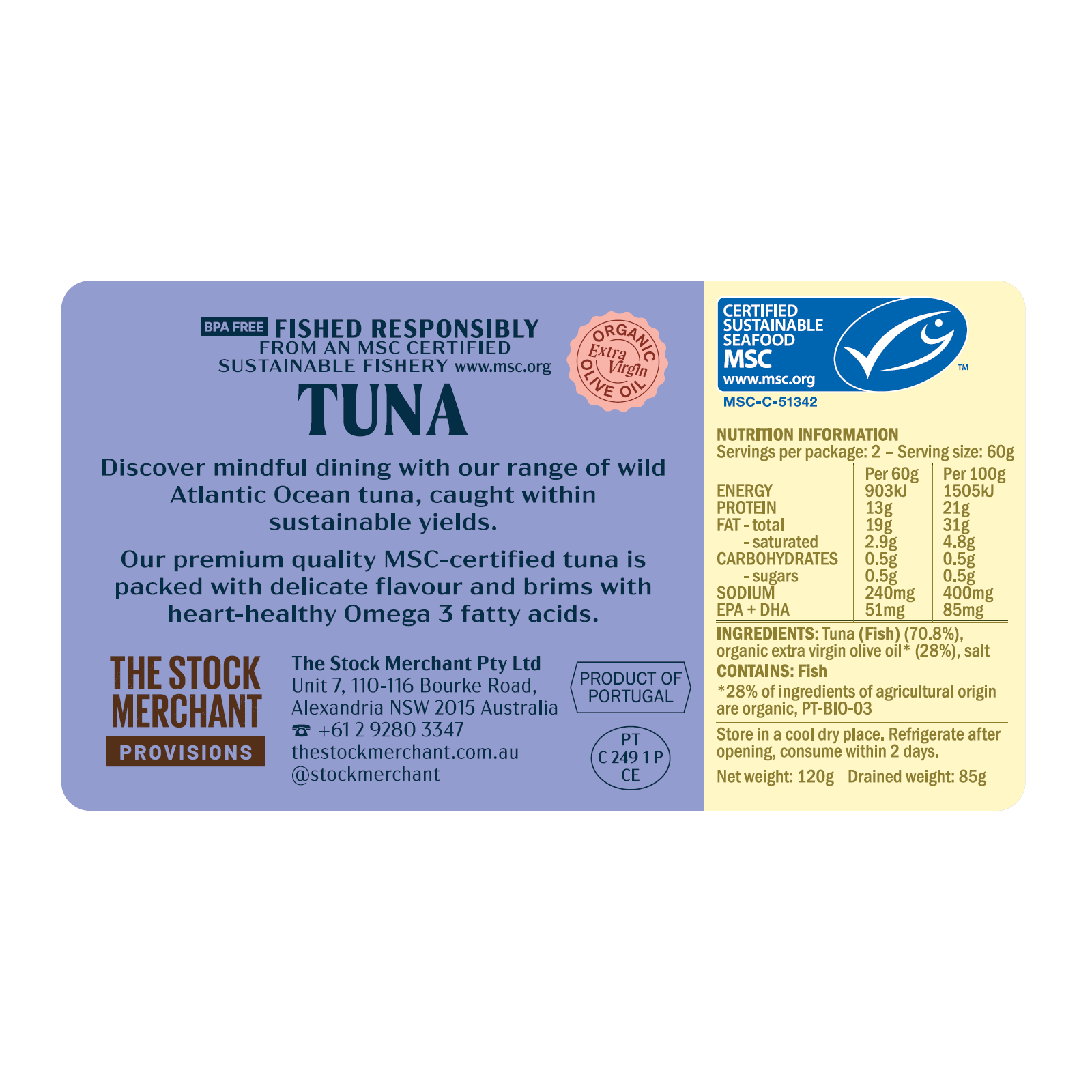 MSC Certified BPA-Free Wild-Caught Canned Tuna in Extra Virgin Olive Oil B-Grade (120g x 5) - Horizon Farms