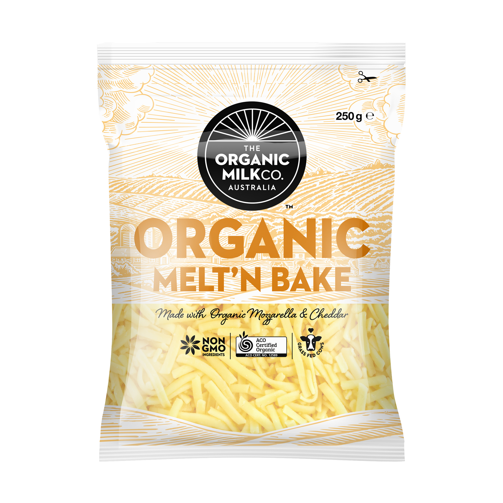 Certified Organic Grass-Fed Shredded Melt N Bake Cheese Mix (250g) - Horizon Farms