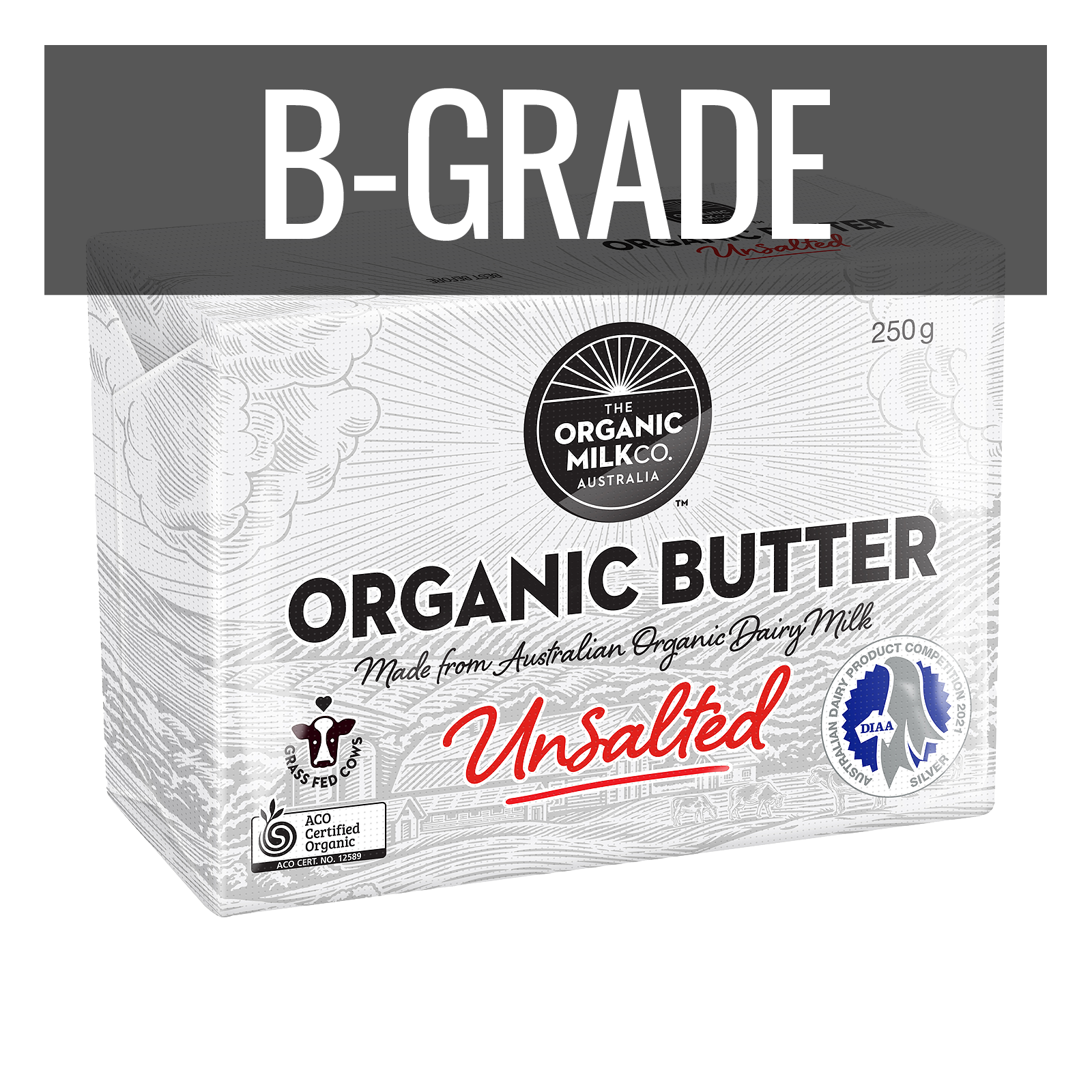 Certified Organic Grass-Fed Unsalted Butter B-Grade (250g) - Horizon Farms