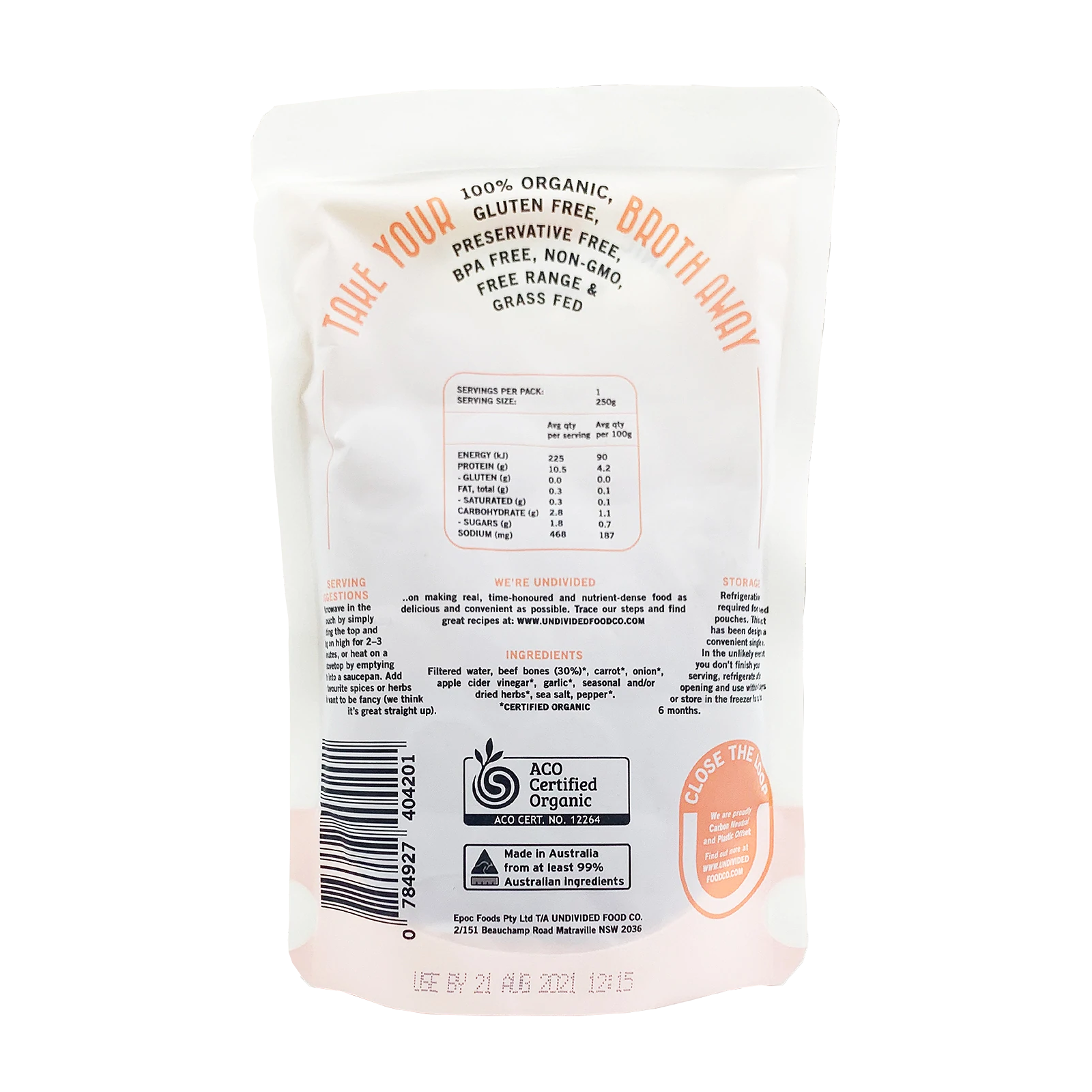 Certified Organic Beef Bone Broth (250ml) - Horizon Farms